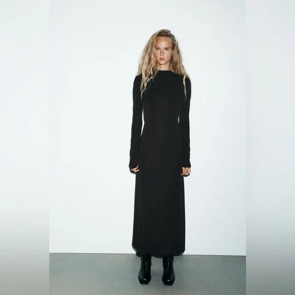 ZARA OPEN-BACK CREPE DRESS - Picture 5 of 12